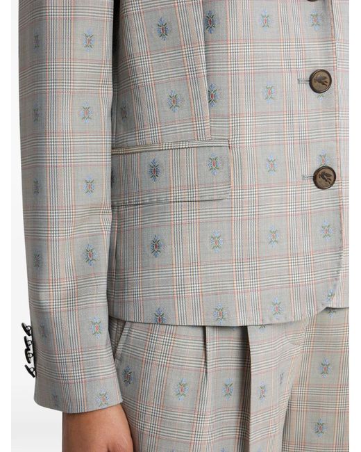 Etro Gray Prince Wales Single-Breasted Blazer