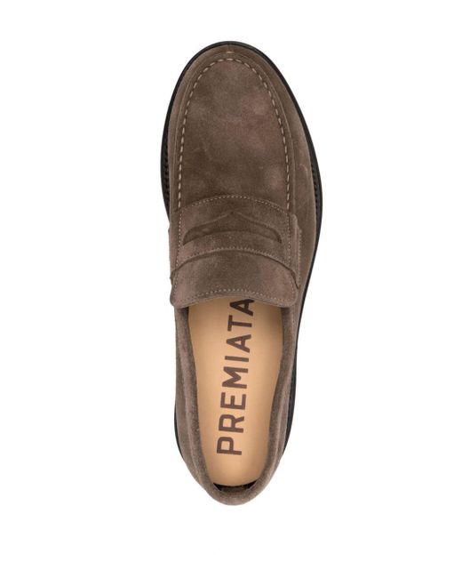Premiata Brown Suede Moccasin Loafers for men