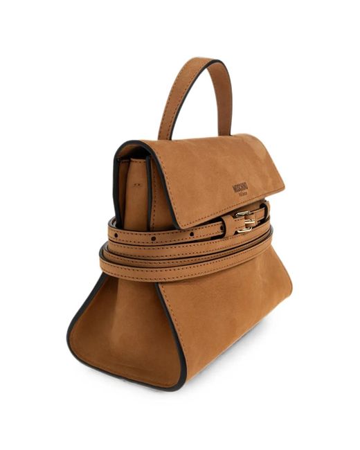 Moschino Brown Small Tie Me Buckle-Strap Tote Bag
