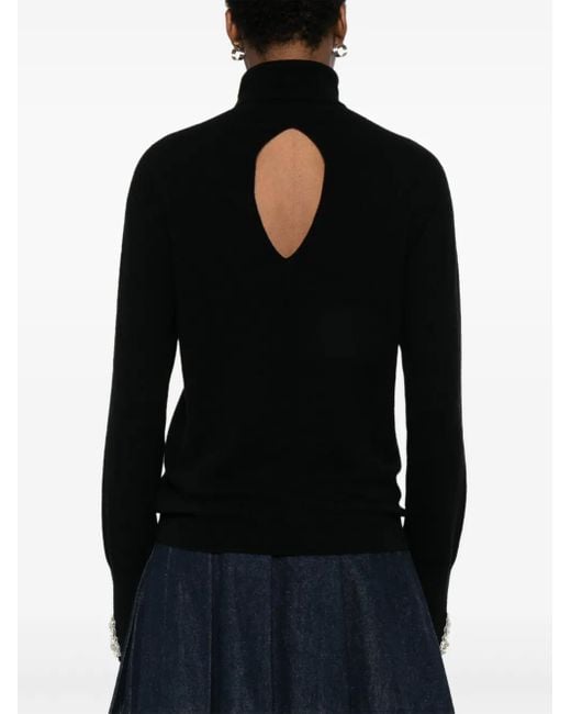 La Petite Robe Di Chiara Boni Black Crystal-Embellished Roll-Neck Knitwear