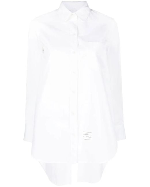 Thom Browne White Cross-Strap Belted Waist Shirt