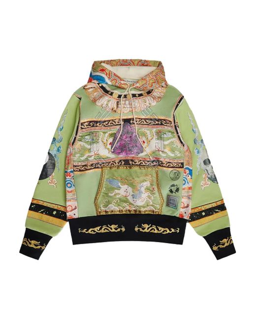 Advisory Board Crystals Green Patterned Pullover Hoodie for men