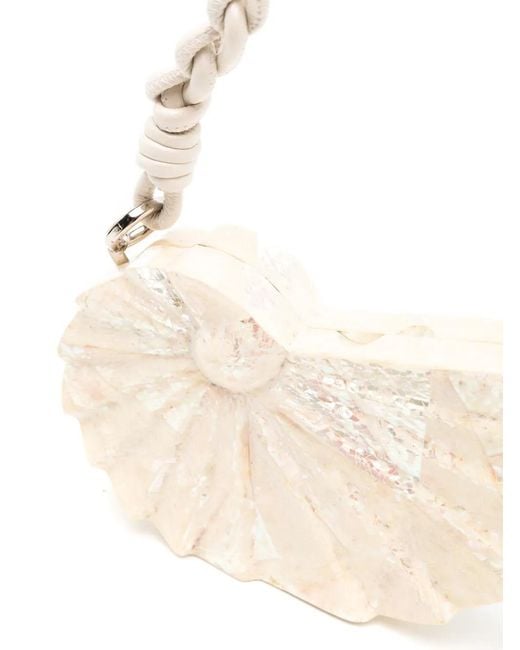 Bolso de hombro con madreperla grabada Isla de color Natural