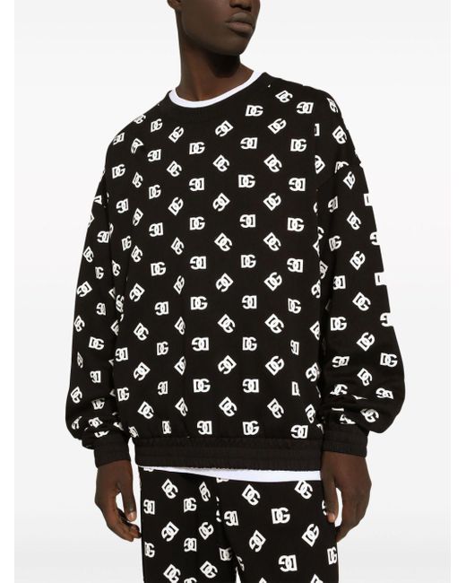 Logo print crew neck sweatshirt di Dolce & Gabbana in Black da Uomo