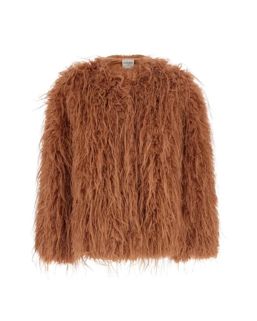 Forte_forte Brown Faux-Fur Textured Coat