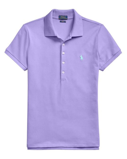 Polo Ralph Lauren Purple Embroidered Cotton Polo Shirt