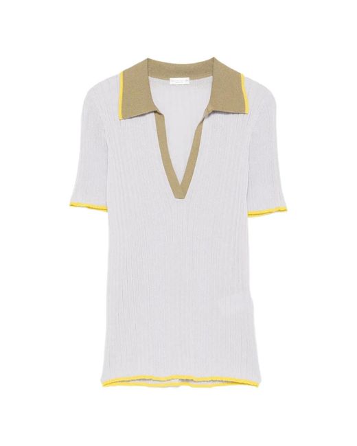 Roberto Collina White Ribbed-Knit Polo-Collar T-Shirt