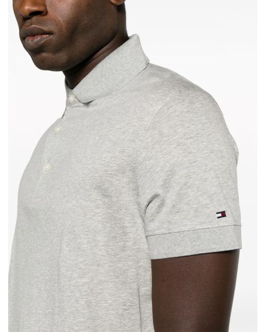 Tommy Hilfiger White Logo-Embroidered Cotton Polo Shirt for men