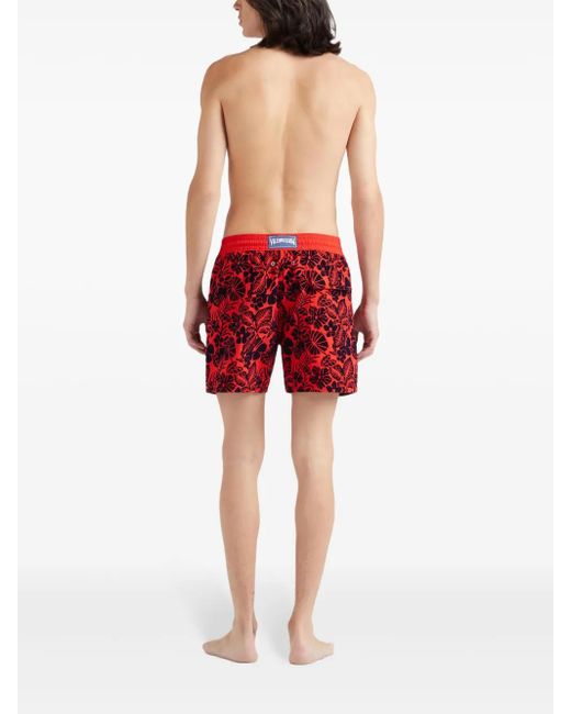 Vilebrequin Badeshorts Mit Blumen-Motiv in Red für Herren