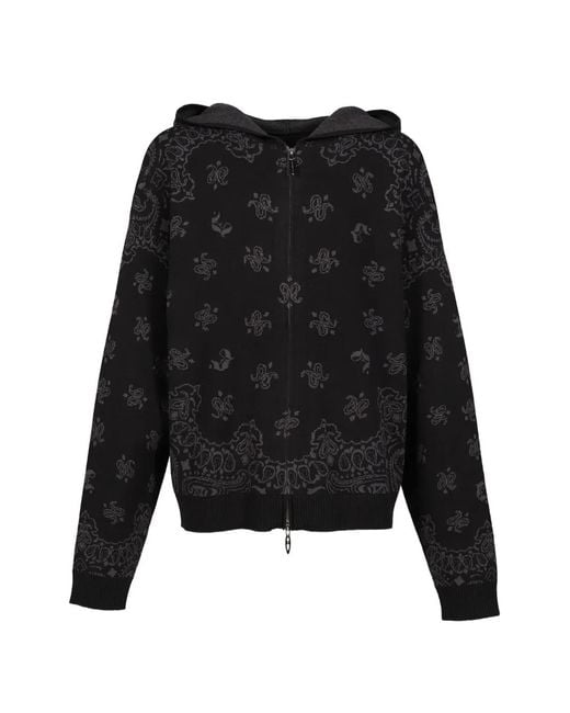 JUN/NAKAYAMA Black Paisley-Pattern Zip-Up Hoodie for men