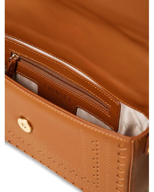 Twinset Brown Oval T Leather Shoulder Bag