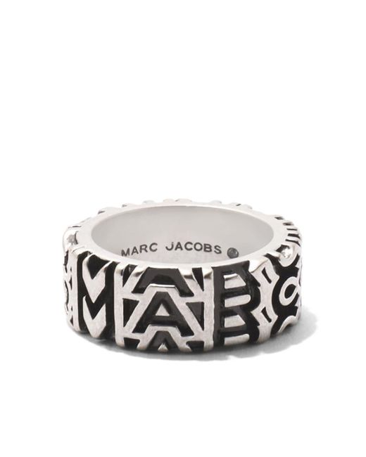 Marc Jacobs White The Monogram Engraved Ring