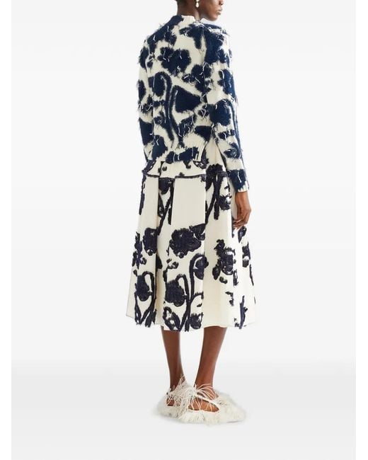 Erdem Blue Textured Floral-Knit Sweater