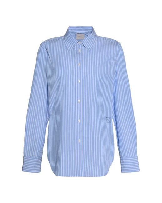 Calvin Klein Blue Light Vertical Striped Poplin Shirt With Classic Collar