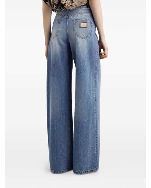 Dolce & Gabbana Blue Pleat-Detail Jeans