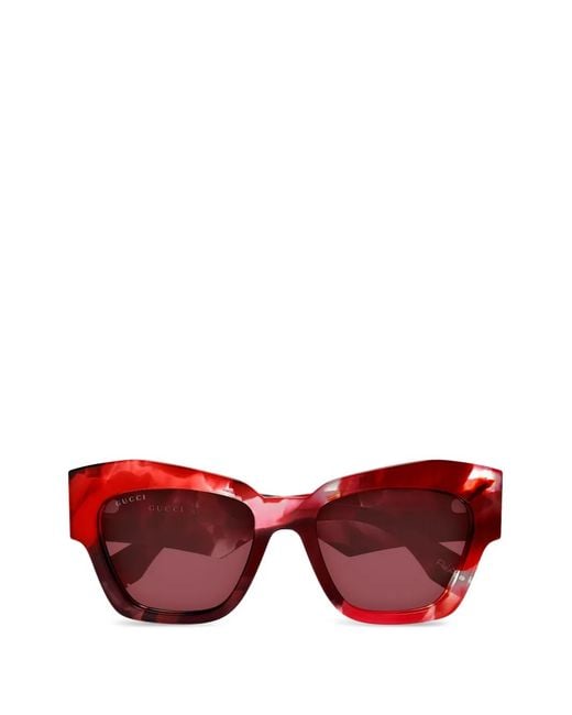 Gucci Red Logo-Detail Sunglasses