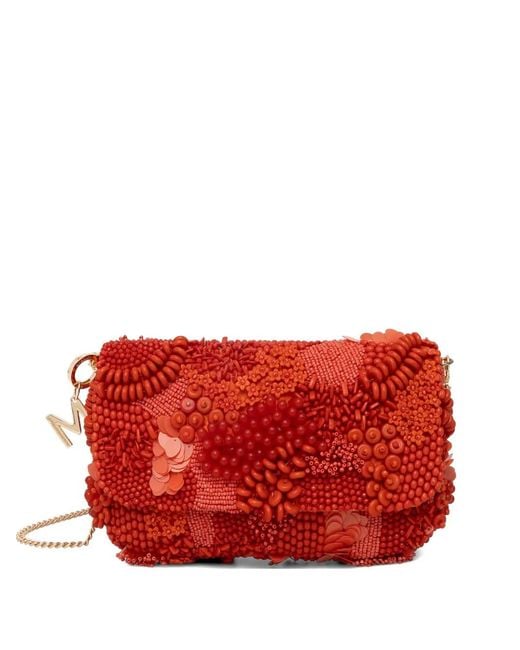 Lola Casademunt Red Bead-Embellished Shoulder Bag