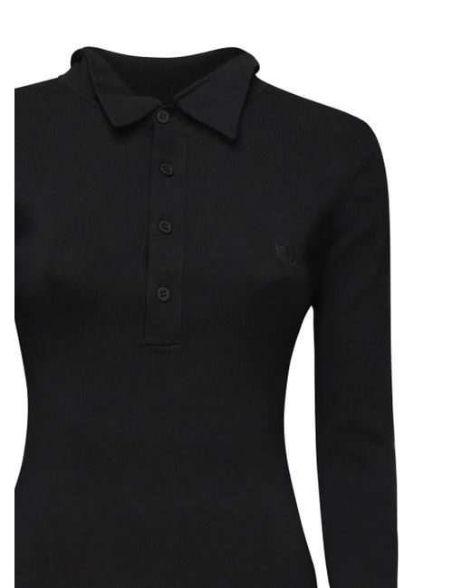 Balenciaga Black Ribbed Polo Shirt