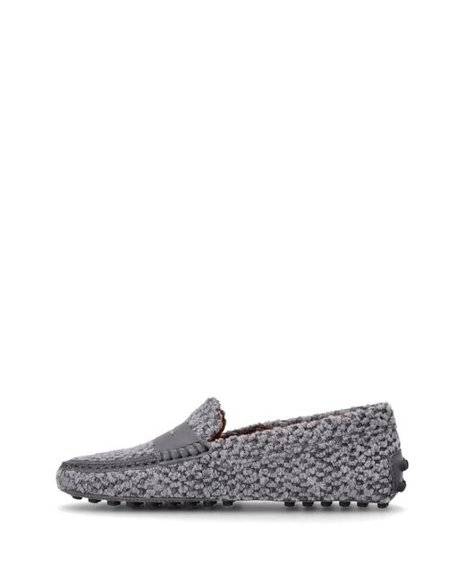 Tod's Gray Gommino Textured Loafers