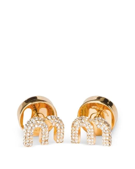 Miu Miu Metallic Rhinestone-Embellished Earrings