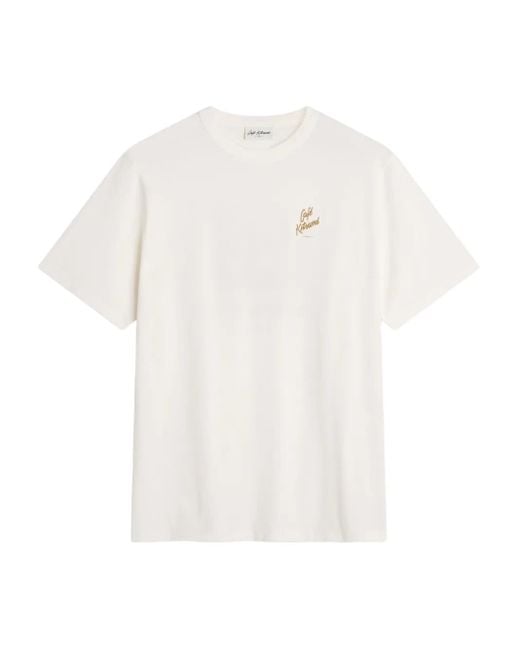 Café Kitsuné White Logo-Embroidered T-Shirt for men
