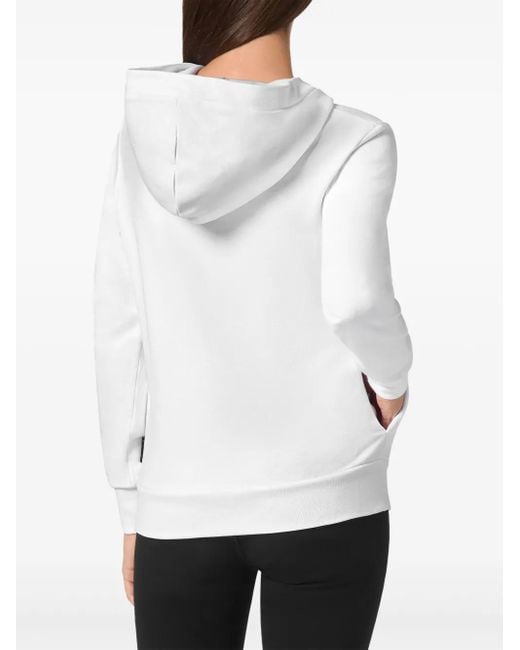 Philipp Plein White Logo Plaque Hoodie