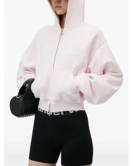 Alexander Wang Pink Zip-Up Hoodie W/ Logo Print