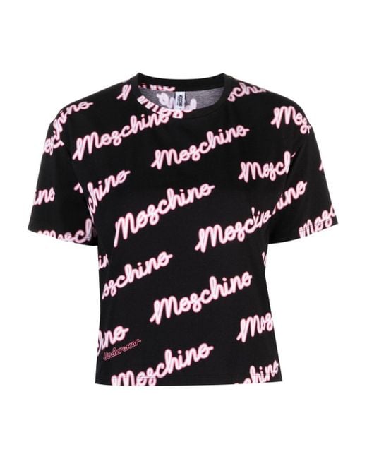 Moschino T-shirt Met Logoprint Van Stretchkatoen in het Black