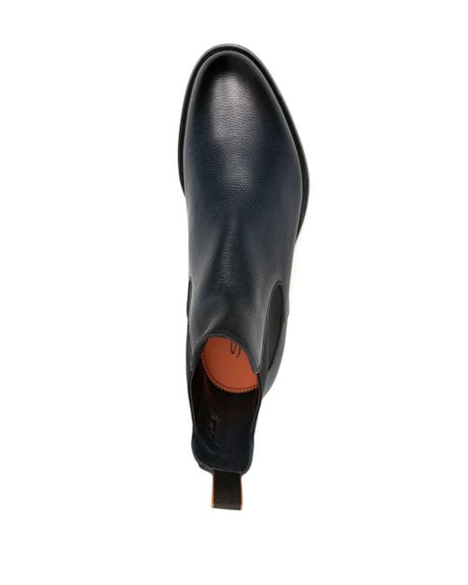 Santoni メンズ ブラック レザー チェルシーブーツの通販はau PAY