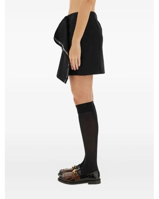 Moschino Black Draped-Detail Mini Skirt