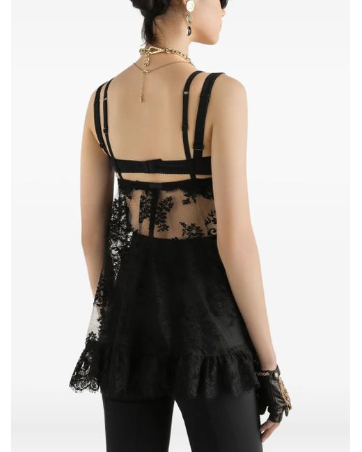 Dolce & Gabbana Black Lace Cami Top