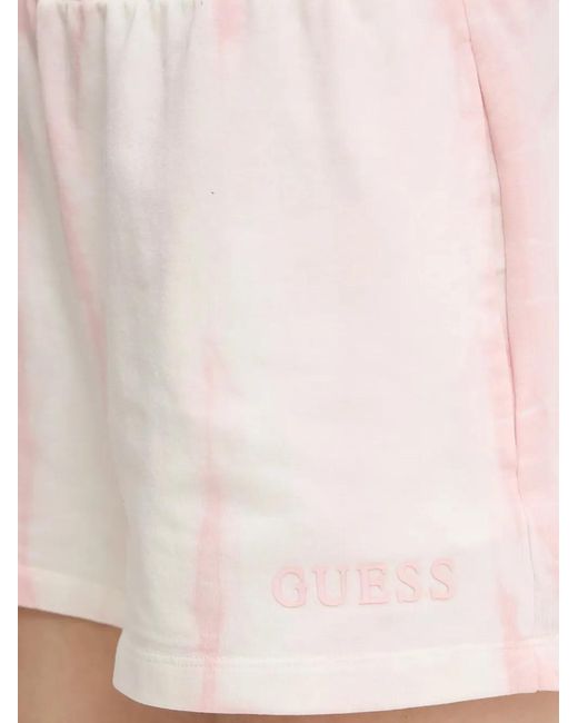 Guess White Tie-Dye Logo-Print Shorts