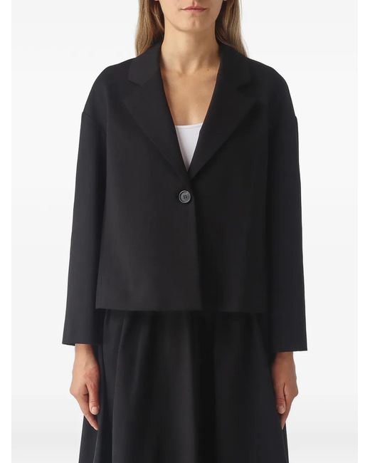 MEIMEIJ Black Single-Breasted Cropped Blazer