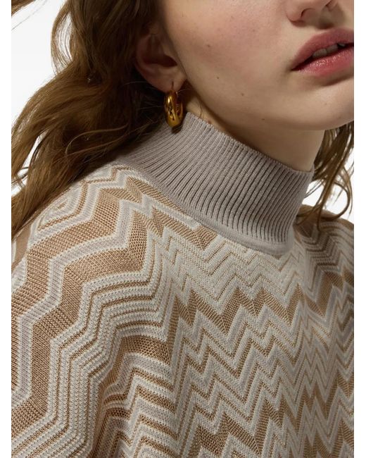 Missoni White Zigzag-Knit High-Neck Sweater