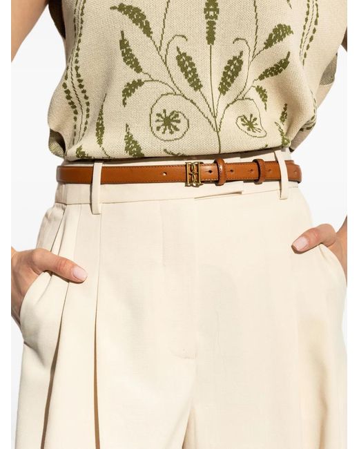 By Malene Birger White Logo-Buckle Leather Belt