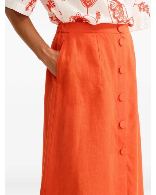 Eres Red Buttoned Midi Skirt