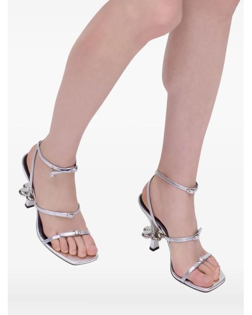 Marc Jacobs White The Metallic Leather Daisy Strap Sandals