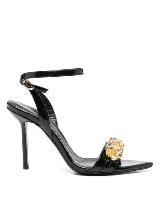 Ginissima Black X Moogu 100Mm Floral-Appliqué Heeled Sandals