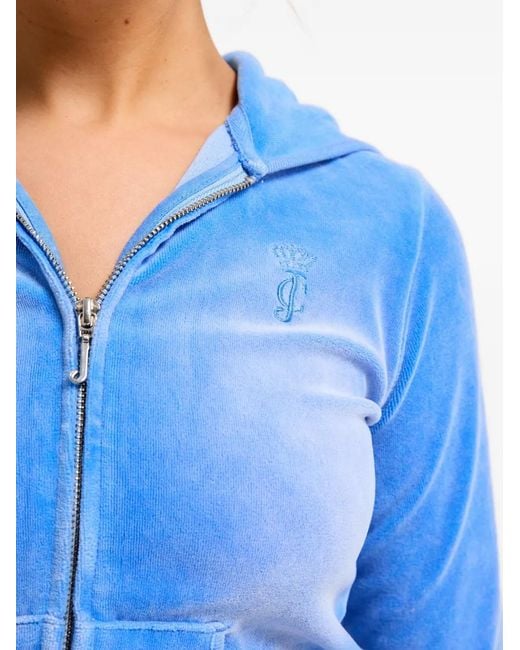 Juicy Couture Blue Washed-Effect Zip-Up Hoodie