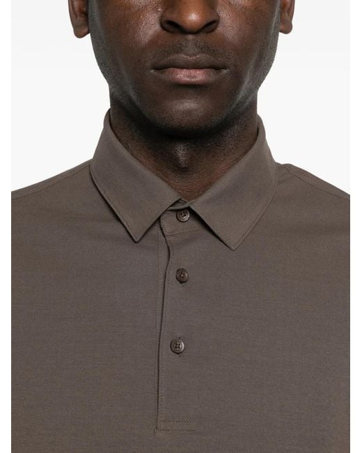 Herno Brown Button-Up Polo Shirt for men