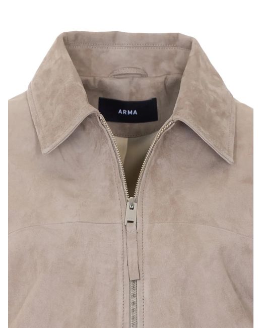 Arma Natural Loua Suede Bomber Jacket