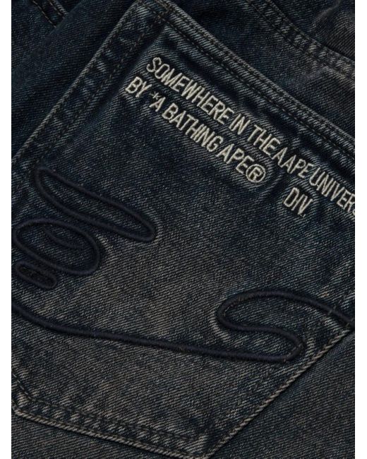 Aape By A Bathing Ape Blue Logo-Patch Jeans for men