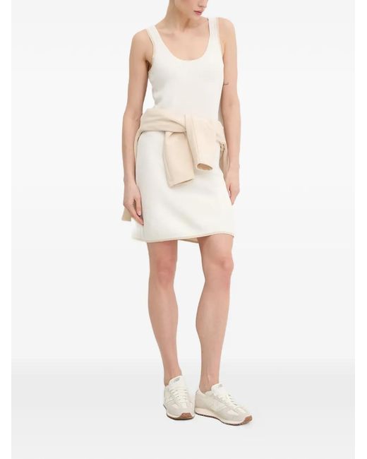 EA7 White Logo-Patch Ribbed-Trim Mini Dress