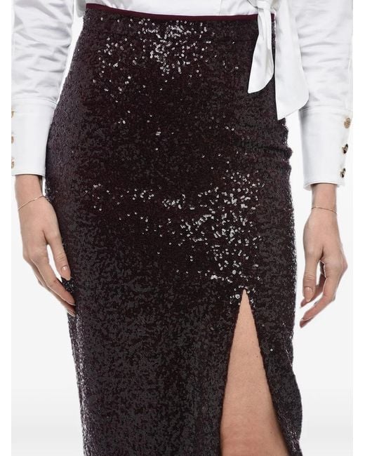 In the mood for love Black Sequin-Embellished Midi Skirt