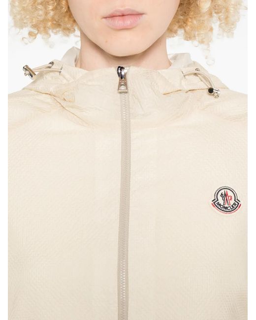 Moncler Natural Edasic Logo-Patch Hooded Jacket