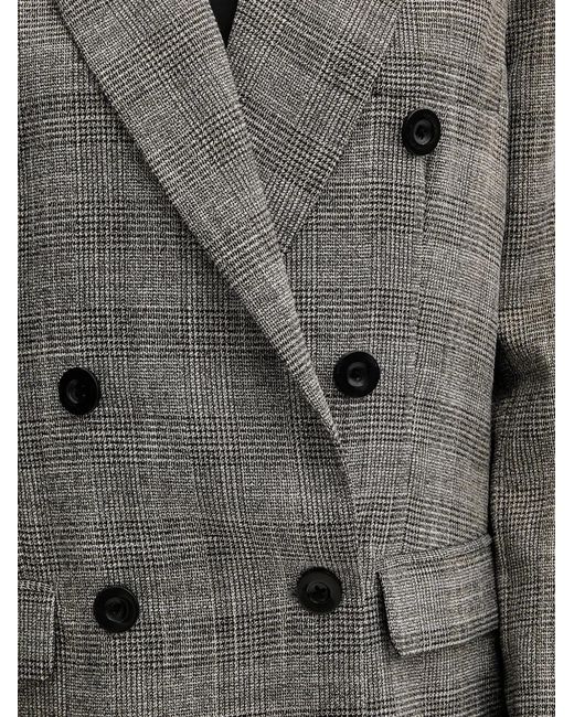 Silvian Heach Gray Double-Breasted Check Blazer