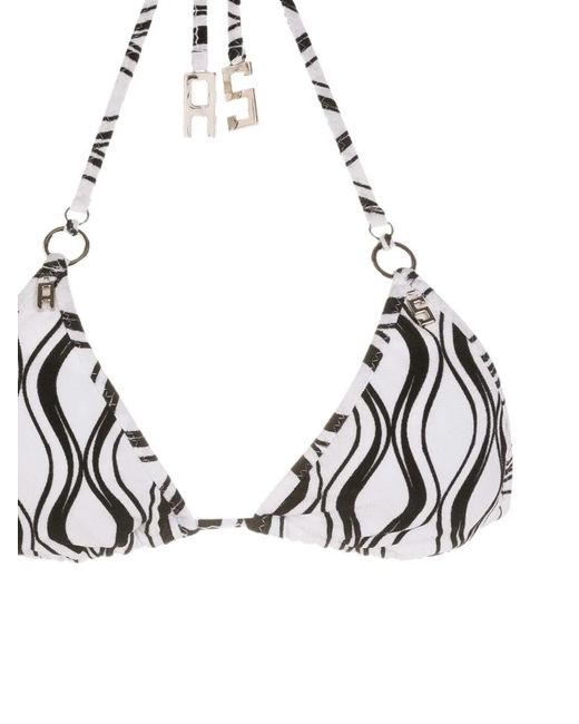 Amir Slama White Wave-Print Triangle Bikini Set