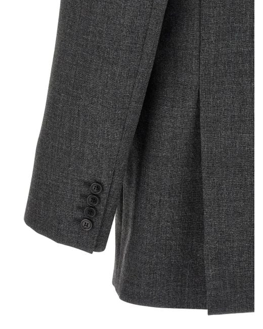 メンズ Saint Laurent ピークドラペル ダブルジャケット Black