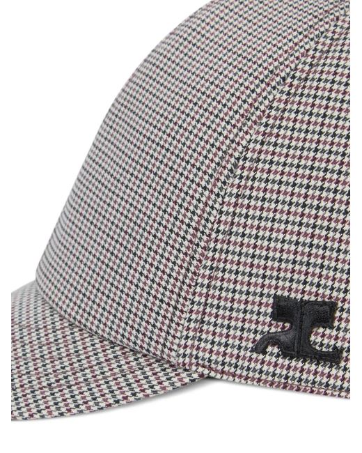 Courreges Gray Houndstooth Logo Cap