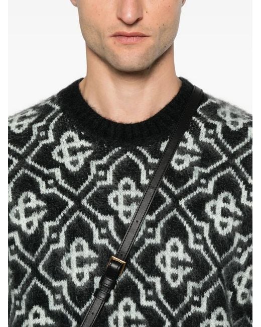 Casablanca Black Monogram-Pattern Knitted Sweater for men